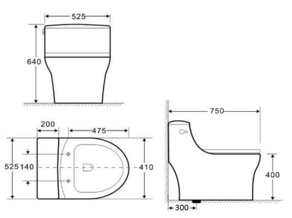 Bản vẽ kỹ thuật bồn cầu 1 khối Karat ECT-02-122-11