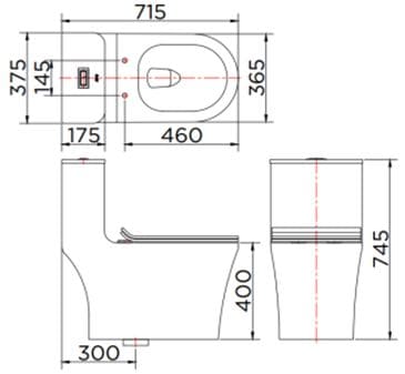 Bản vẽ kỹ thuật bồn cầu 1 khối Karat ECT-03-101D-11