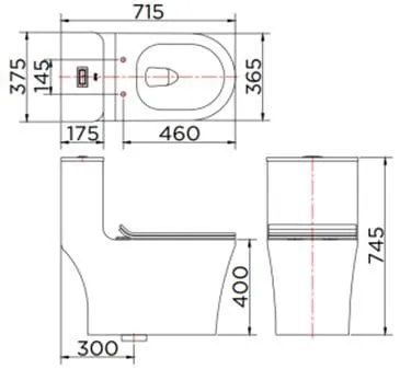Bản vẽ kỹ thuật bồn cầu 1 khối Karat ECT-03-101D-11