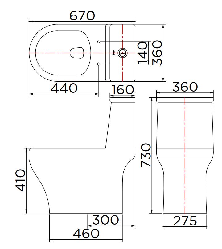 Bản vẽ kỹ thuật bồn cầu 1 khối Karat ECT-04-101D-11