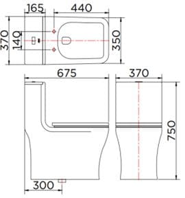 Bản vẽ kỹ thuật bồn cầu 1 khối Karat ECT-04-111D-11