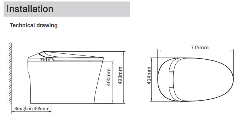 Bản vẽ kỹ thuật bồn cầu tự động màu đen Karat ECT-04-120-55(P)