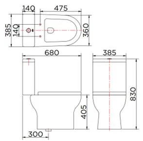 Bản vẽ kỹ thuật bồn cầu 2 khối Karat ECT-04-201D-11