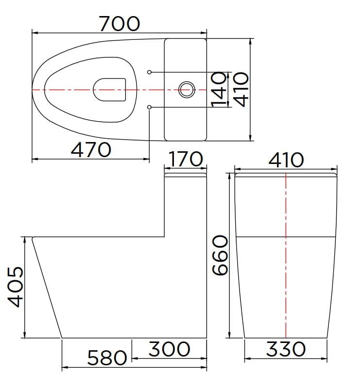 Bản vẽ kỹ thuật bồn cầu 1 khối Karat ECT-06-121D-11
