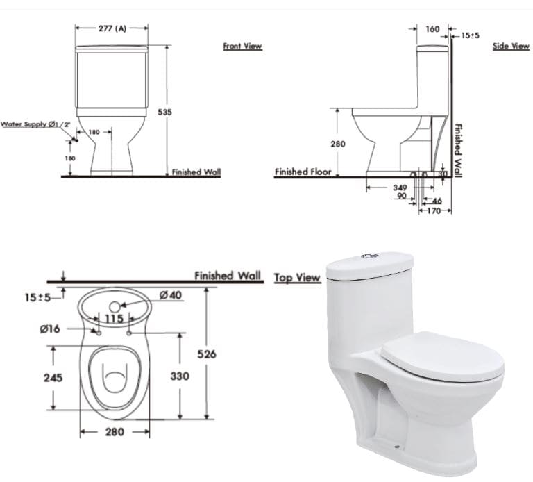 Bản vẽ kỹ thuật bồn cầu 1 khối Karat ECT-07-101D-11