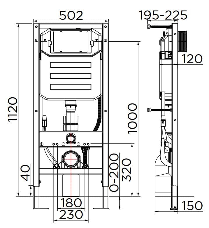 Bản vẽ kỹ thuật két nước âm tường có khung Karat ECP-02-214-11