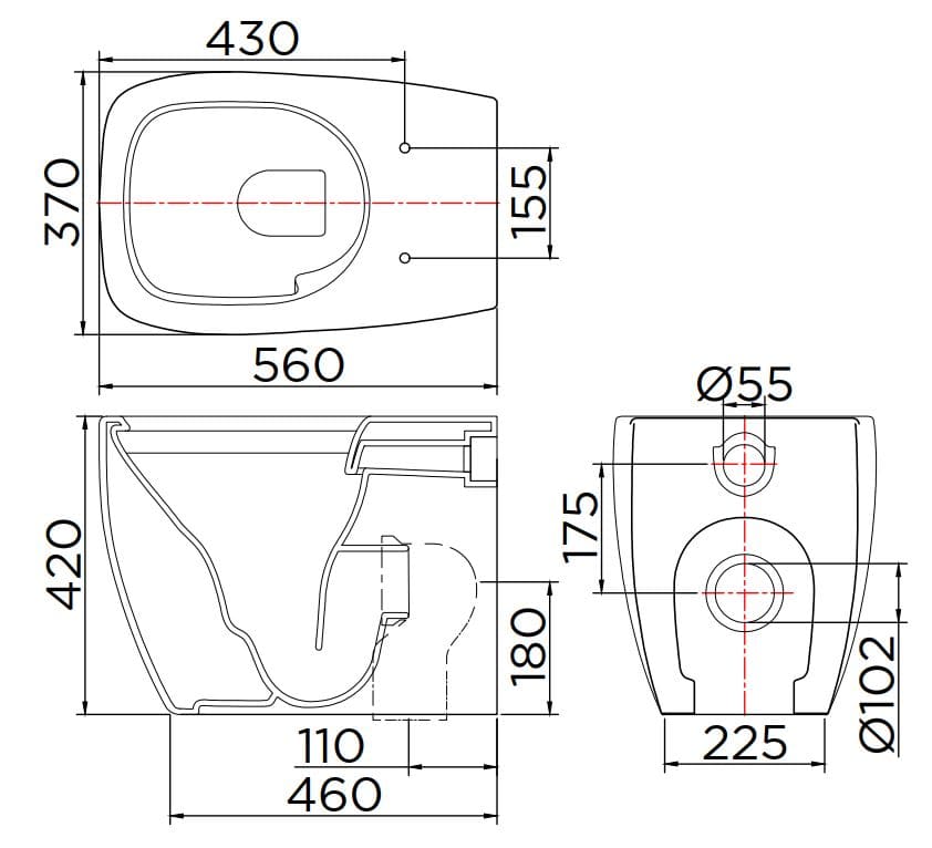Bản vẽ kỹ thuật bồn cầu treo tường Karat ECT-01-314F-11