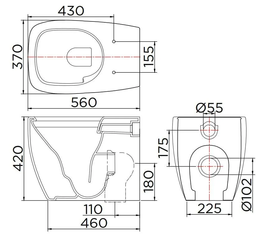 Bản vẽ kỹ thuật bồn cầu treo tường Karat ECT-01-314F-11