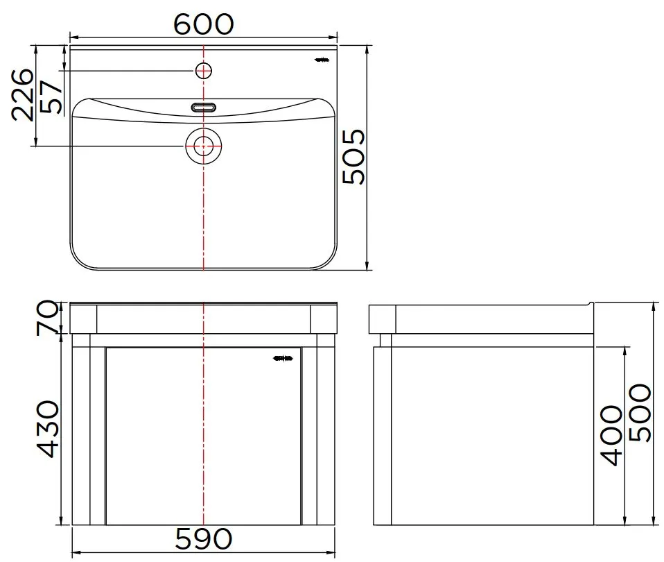 Bản vẽ kỹ thuật tủ chậu lavabo treo tường Karat EWB-02-004-03