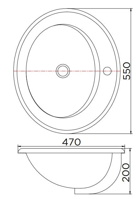 Bản vẽ kỹ thuật chậu rửa lavabo bàn đá Karat ECW-01-321F-11