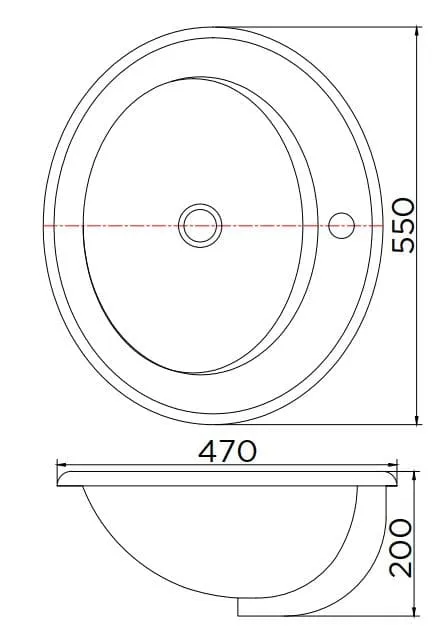 Bản vẽ kỹ thuật chậu rửa lavabo bàn đá Karat ECW-01-321F-11