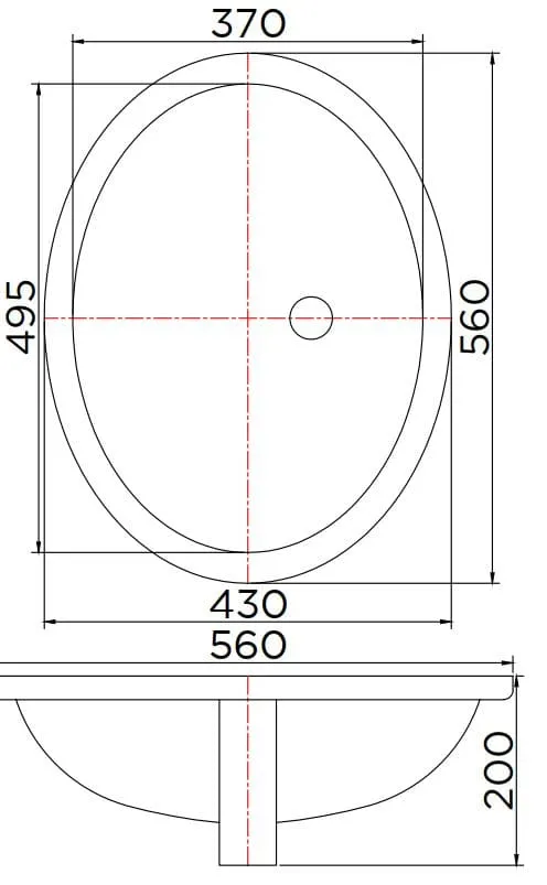 Bản vẽ kỹ thuật chậu rửa lavabo âm bàn đá Karat ECW-02-420F-11
