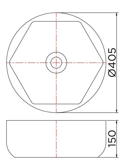 Bản vẽ kỹ thuật chậu rửa lavabo đặt bàn Karat ECW-03-200-11
