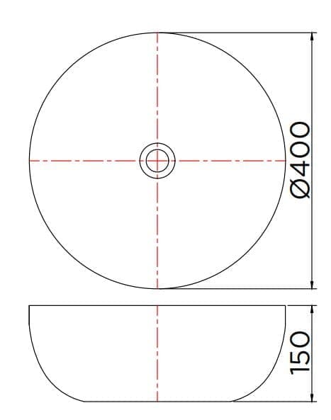 Bản vẽ kỹ thuật cChậu rửa lavabo đặt bàn Karat ECW-04-200-11