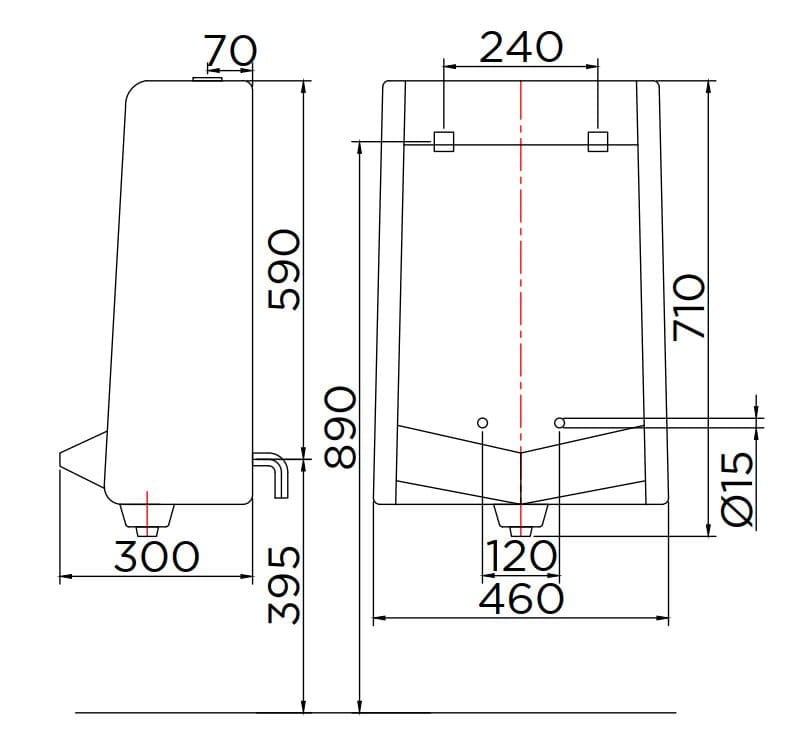 Bản vẽ kỹ thuật bồn tiểu nam treo tường Karat ECU-02-211-11