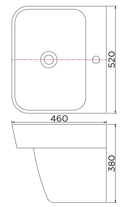 Bản vẽ kỹ thuật chậu rửa lavabo treo tường liền chân Karat ECW-01-111F-11