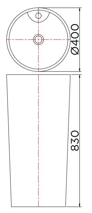 Bản vẽ kỹ thuật chậu rửa lavabo đặt sàn Karat ECW-01-701F-11