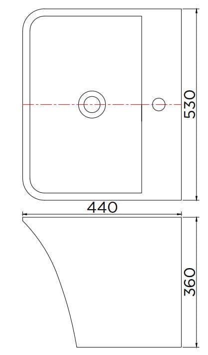 Bản vẽ kỹ thuật Chậu rửa lavabo treo tường liền chân Karat ECW-02-111F-11