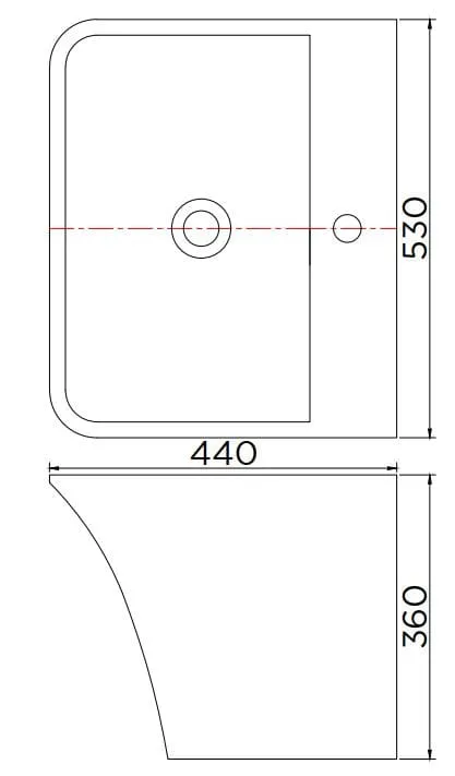 Bản vẽ kỹ thuật Chậu rửa lavabo treo tường liền chân Karat ECW-02-111F-11