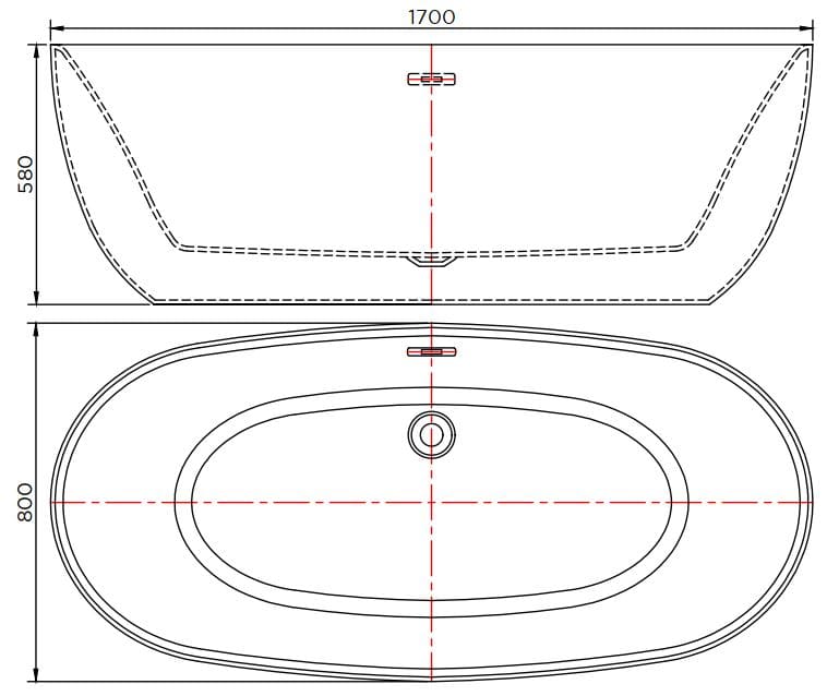 Bản vẽ kỹ thuật bồn tắm nhựa đặt sàn 1.7m Karat EAB-01-120F-11
