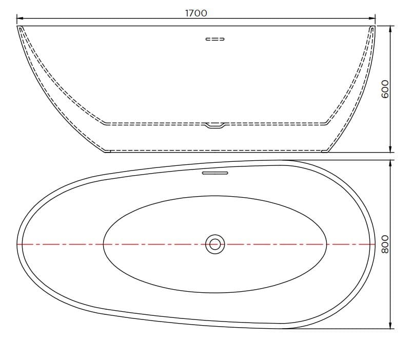 Bản vẽ kỹ thuật bồn tắm nhựa đặt sàn 1.7m Karat EAB-01-130F-11