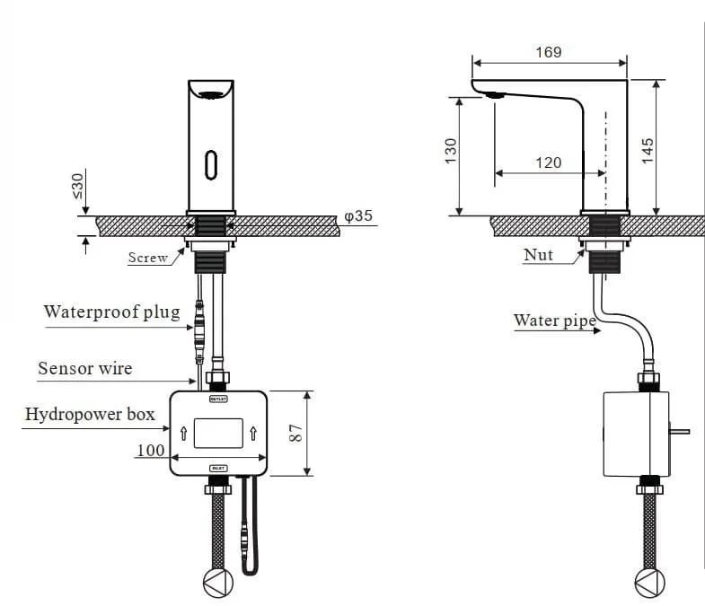 Bản vẽ kỹ thuật vòi chậu rửa tự động Karat EF-03-018-50