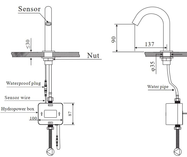 Bản vẽ kỹ thuật vòi chậu rửa tự động Karat EF-05-018-50