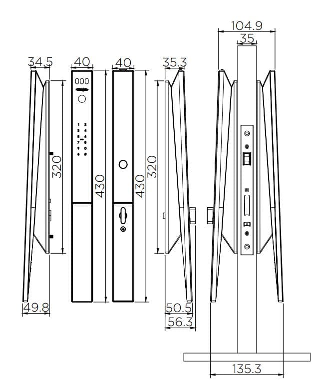 Bản vẽ kỹ thuật khóa cửa điện tử với hệ thống TUYA Karat EAE-10-512F-55