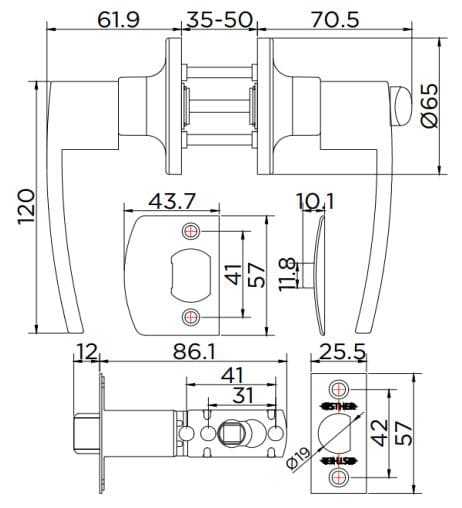 Bản vẽ kỹ thuật khoá cửa tay nắm Esther Karat EAL-02-167-63