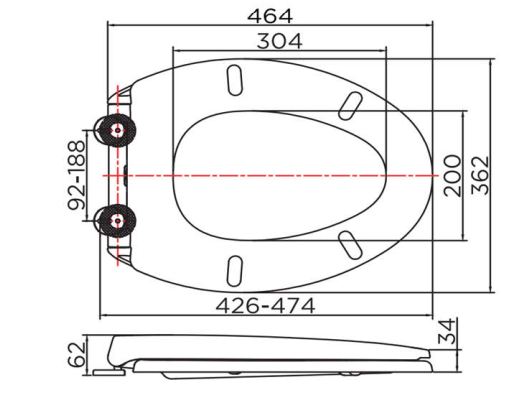 Bản vẽ kỹ thuật nắp êm bồn cầu Karat ECP-04-301-11