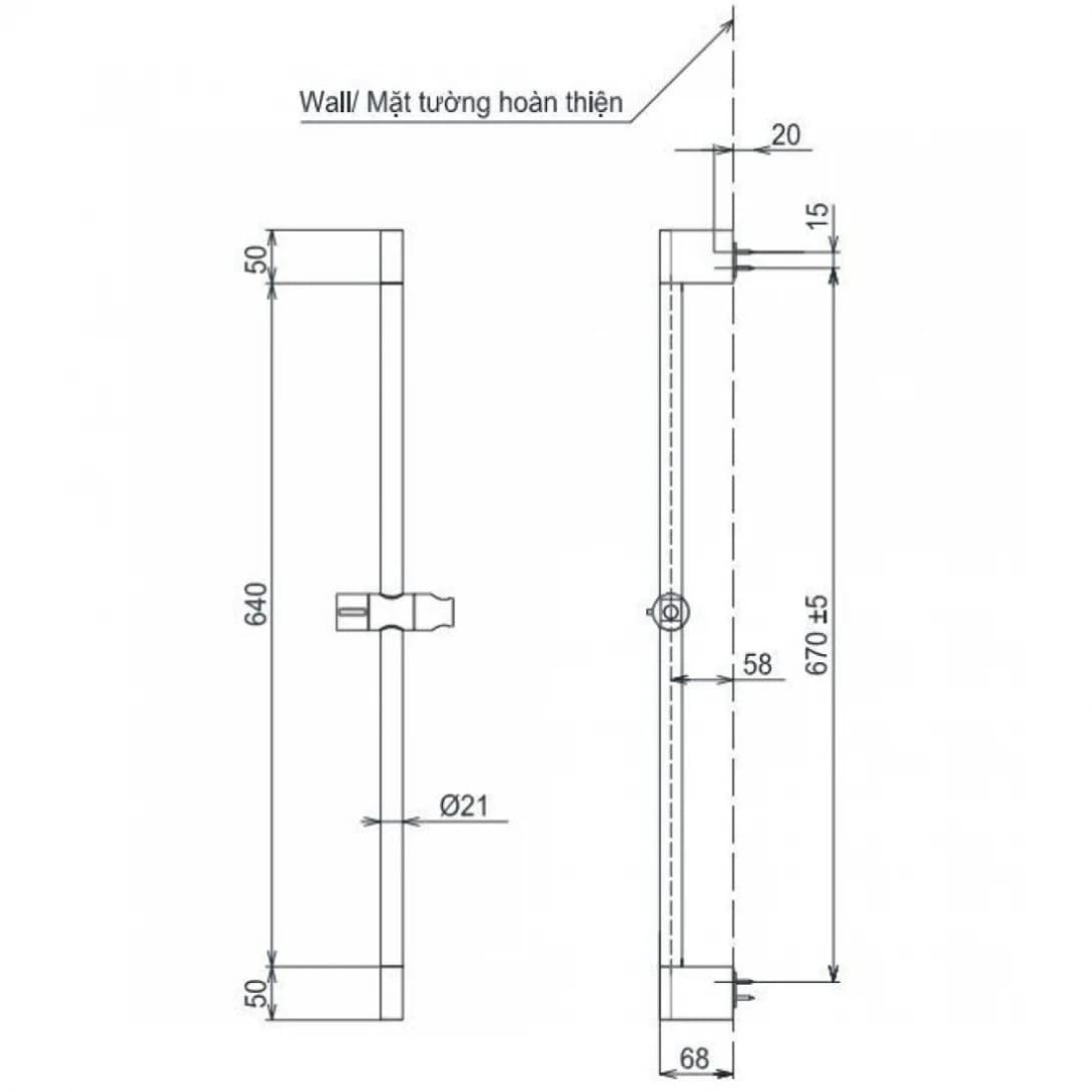 Thanh Trượt Sen Màu Vàng Pháp Mờ TOTO TBW07019A#BFG