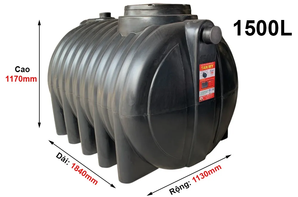 Thông số bể phốt tự hoại Tân Mỹ 1500l nằm ngang