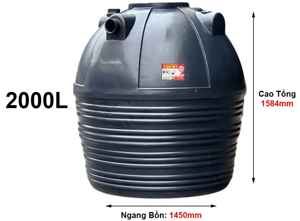 Thông số bể phốt tự hoại Tân Mỹ 2000l đứng