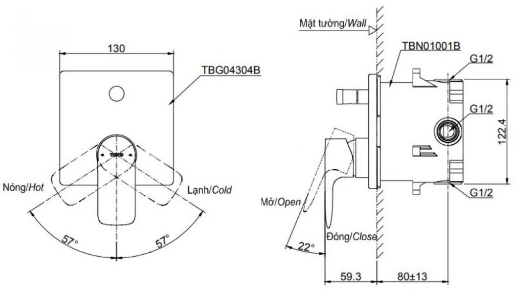 Van Điều Chỉnh Nóng Lạnh Màu Vàng Pháp TOTO TBG04304BA#BFG