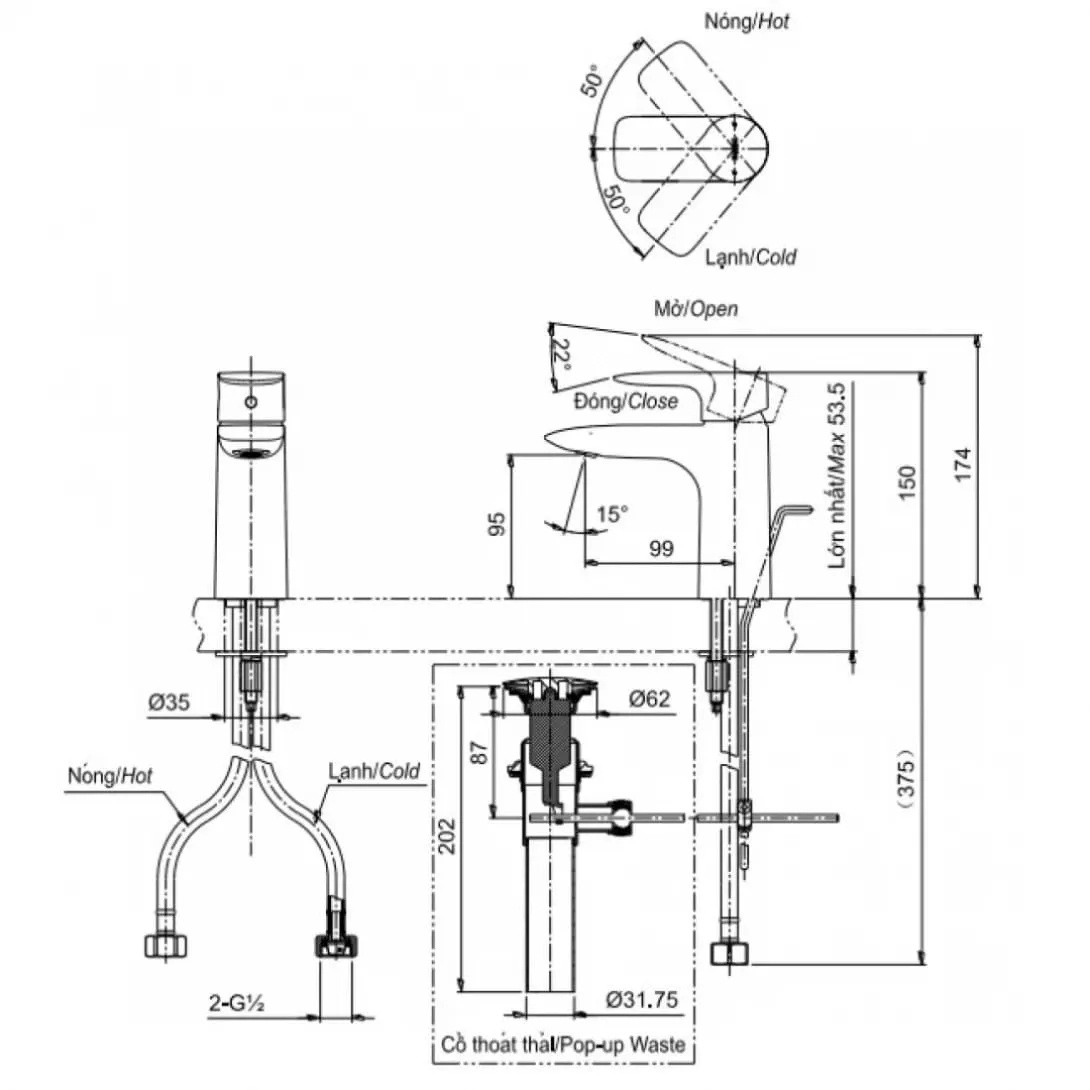 Vòi Lavabo nóng lạnh màu vàng hồng TOTO TLG04301B#BRG