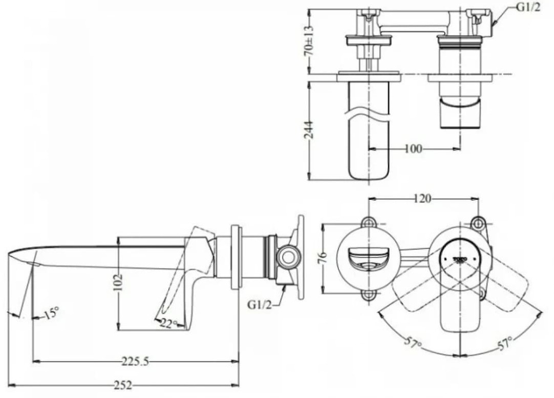 Vòi Lavabo nóng lạnh gắn tường TOTO TLG04310BB#BRG