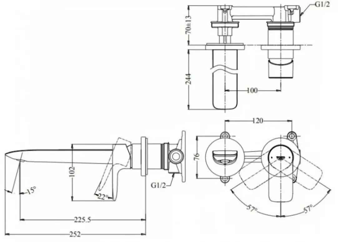 Vòi Lavabo nóng lạnh gắn tường TOTO TLG04310BB#BRG