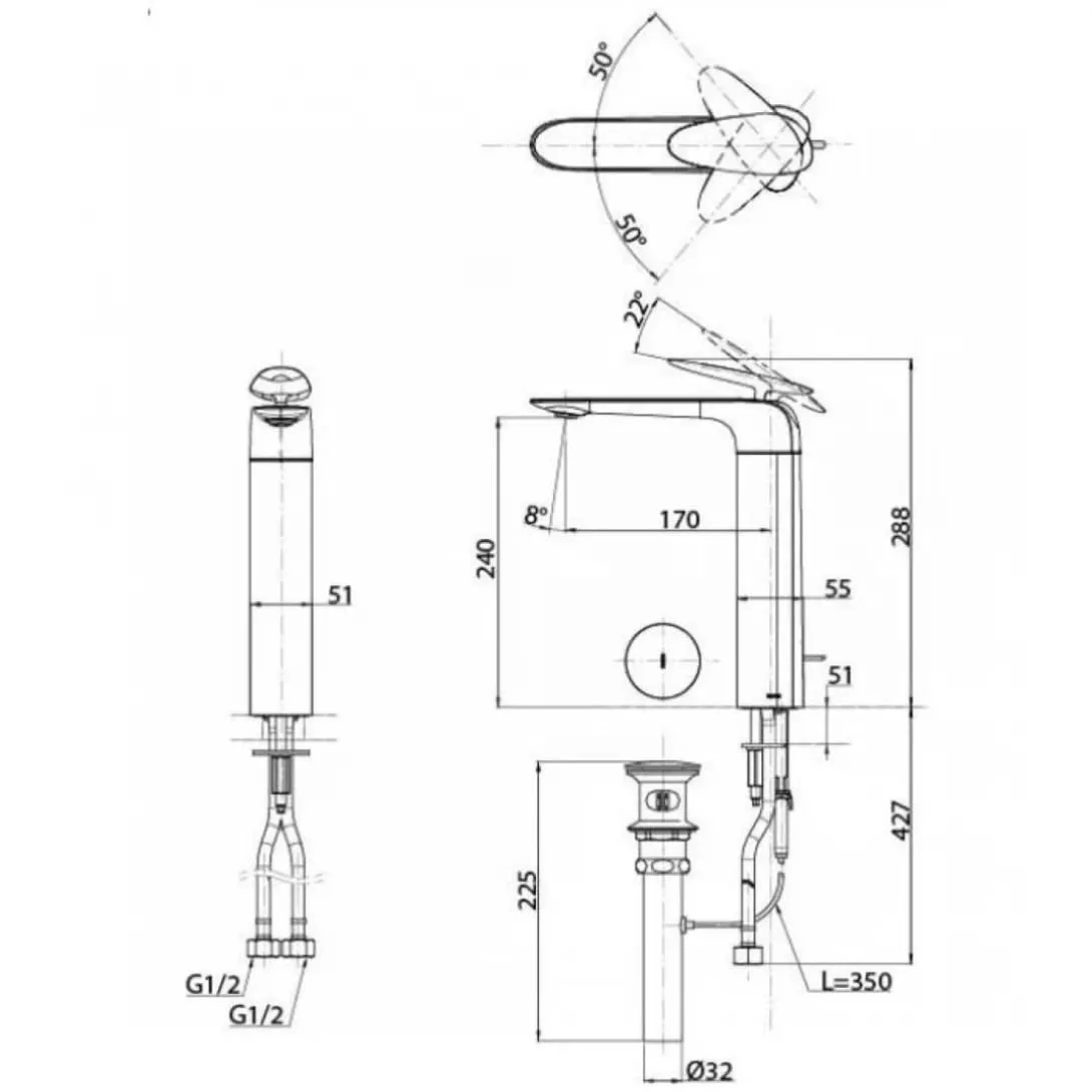 Vòi Lavabo nóng lạnh cổ cao màu vàng hồng TOTO TLP03301A1#BRG