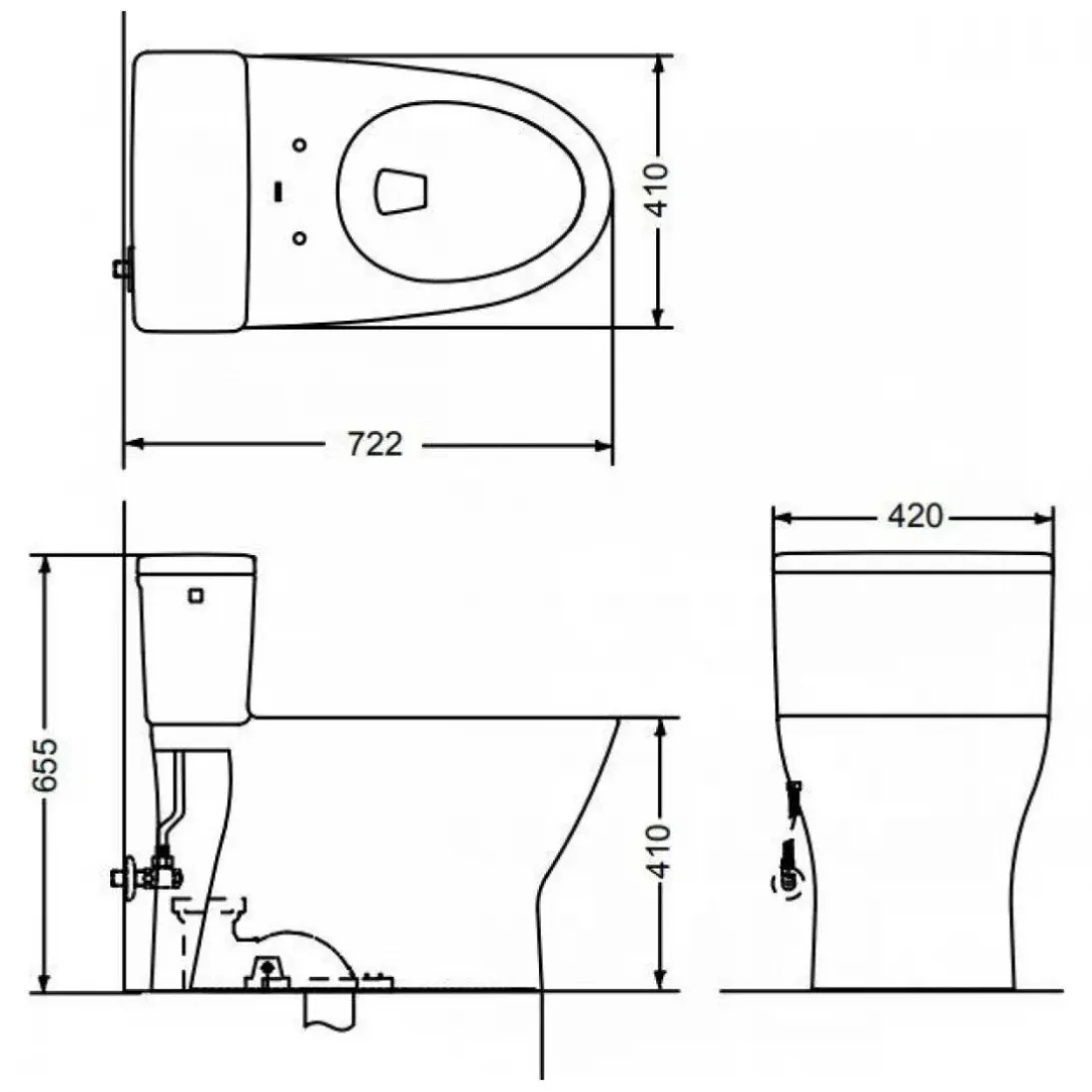 Bản vẽ kỹ thuật Bồn Cầu Điện Tử TOTO MS188VKW23 Nắp Washlet TCF47360GAA S7