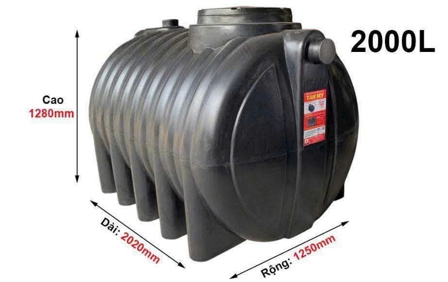 Thông số bể phốt tự hoại Tân Mỹ 2000l nằm ngang