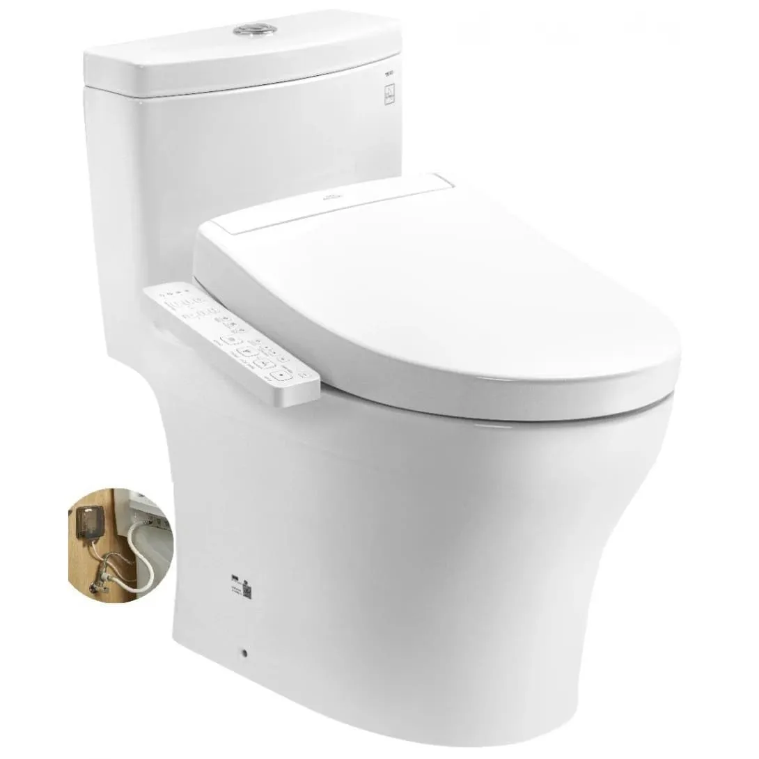 Bồn cầu 1 khối TOTO MS889DRW24#XW Washlet nắp TCF33461GAA dòng S2 