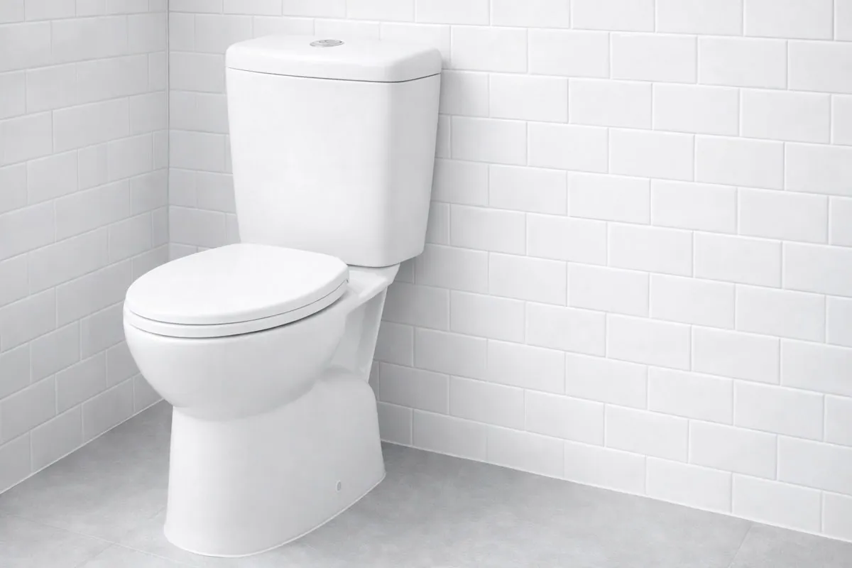 Bồn cầu Dugi 2 khối thiết kế nhỏ gọn, két nước vuông vức, xả nút nhấn
