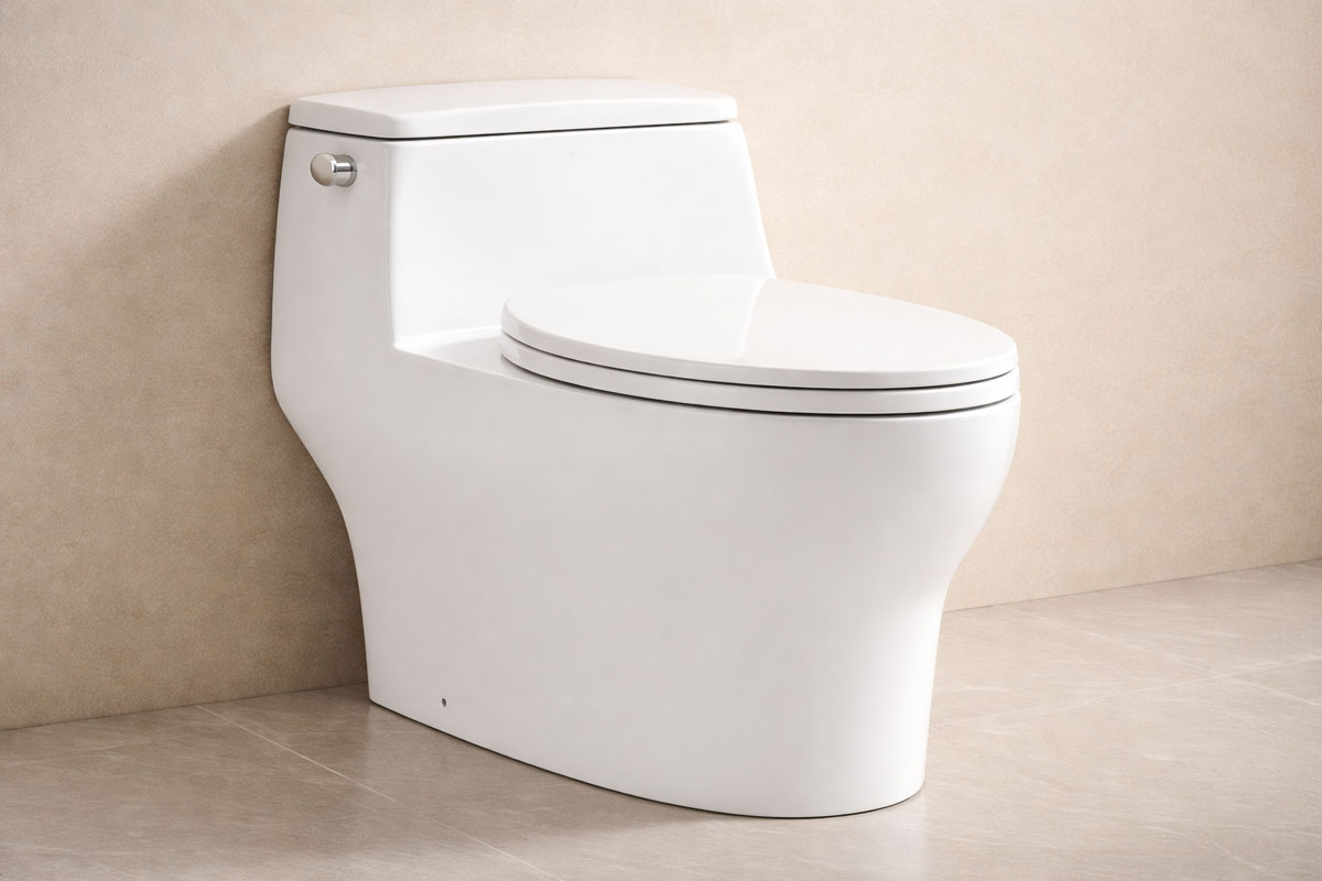 Bồn cầu 1 khối Karat thiết kế thân kín, men trắng sáng, nắp đóng êm