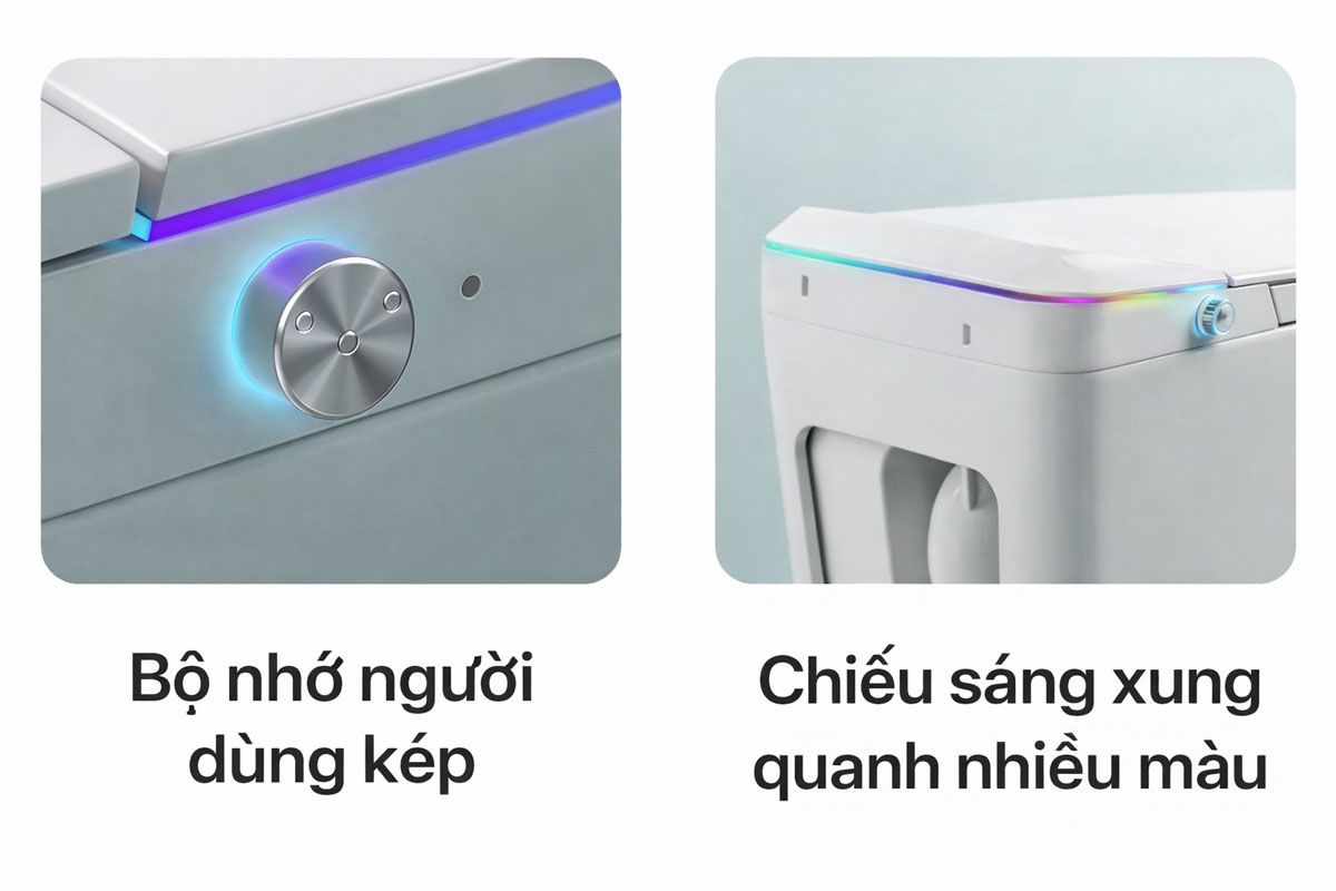 Tính năng sưởi ấm bệ ngồi và bảng điều khiển trực quan trên bồn cầu thông minh Royal Join
