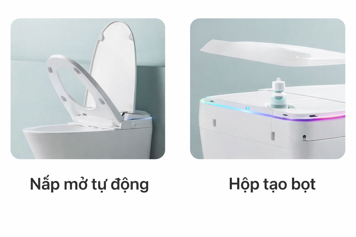 Bồn cầu thông minh Royal Join đi kèm nắp rửa tự động mở và bộ công cụ tạo bọt