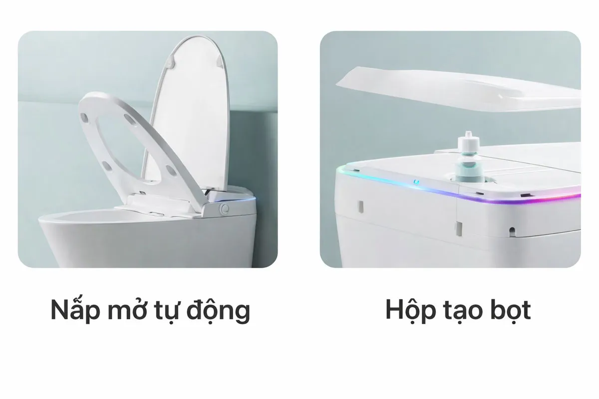 Bồn cầu thông minh Royal Join đi kèm nắp rửa tự động mở và bộ công cụ tạo bọt