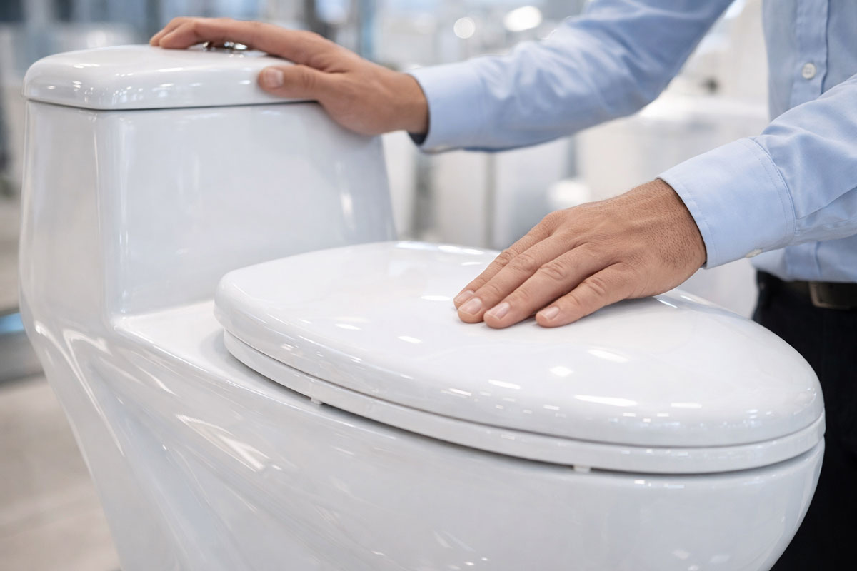 Kiểm tra men sứ, nắp ngồi và thiết kế lòng bồn cầu HC trước khi mua