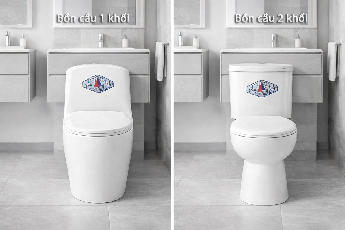 So sánh bồn cầu Selta 1 khối và 2 khối trong phòng tắm gia đình