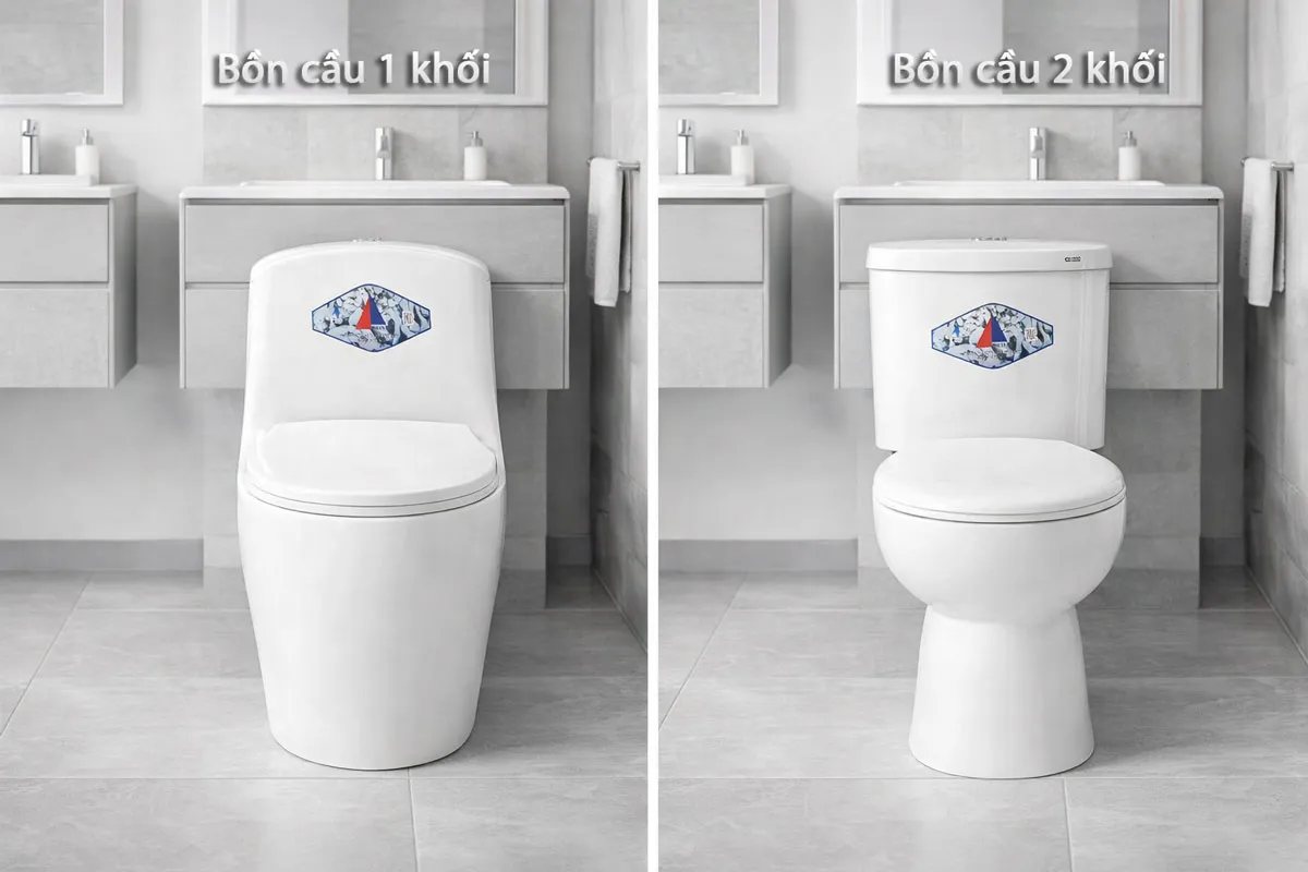 So sánh bồn cầu Selta 1 khối và 2 khối trong phòng tắm gia đình
