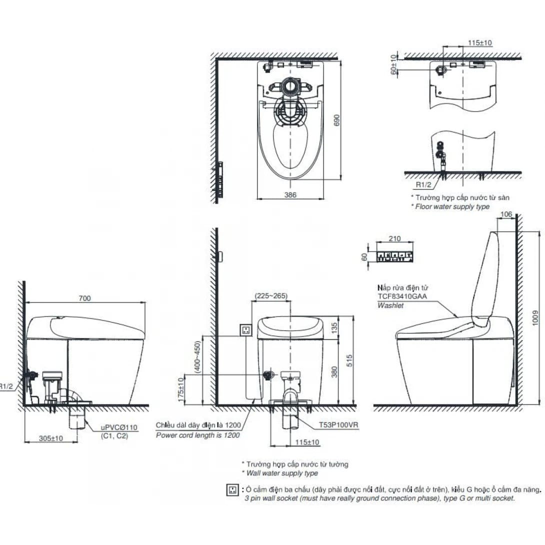 Bồn Cầu Thông Minh TOTO CS921VT/TCF85510GAA/T53P100VR Neorest AS